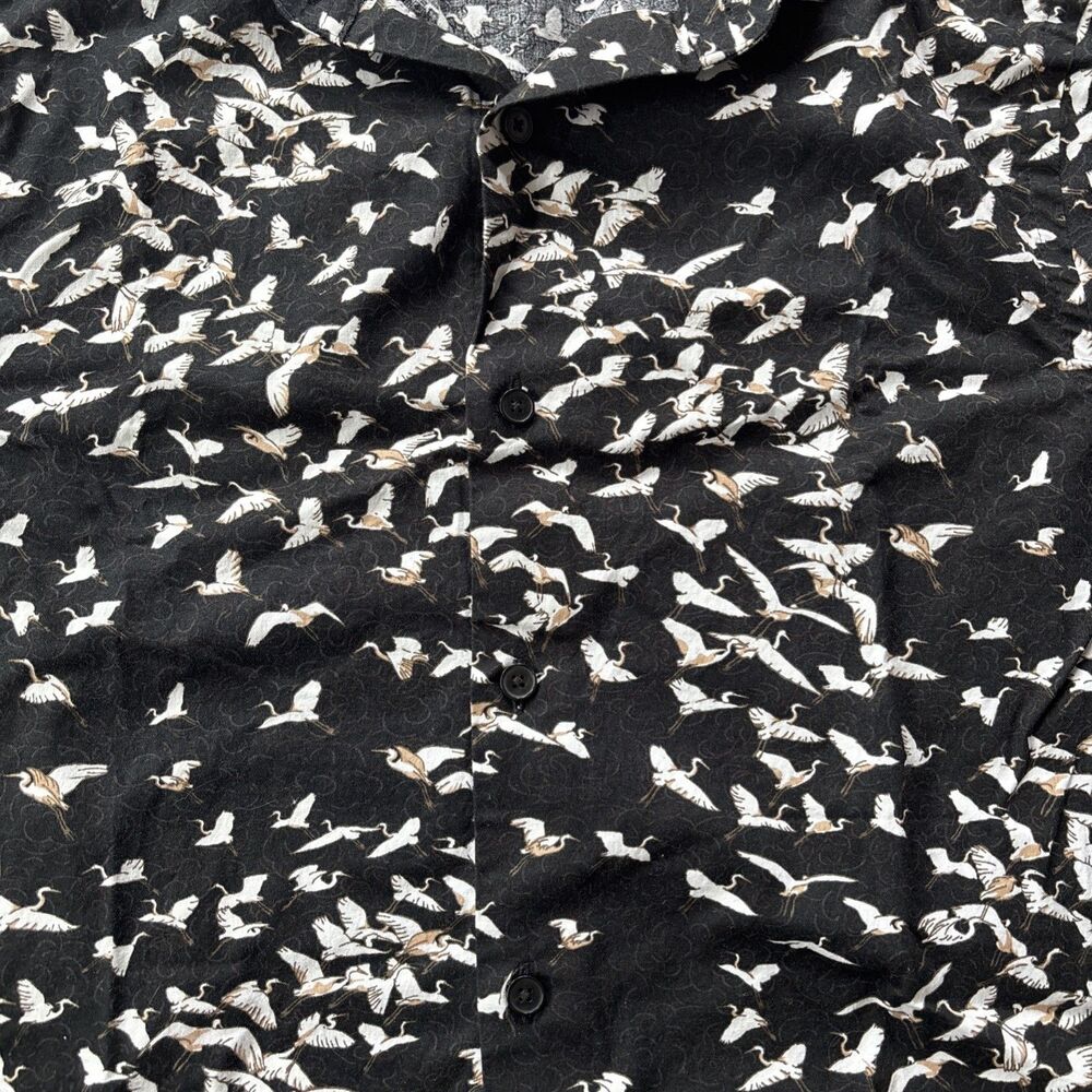 Express Men’s Black & White Button-Down Shirt (XS) • Birds Pattern • Vintage EUC - Picture 3 of 5